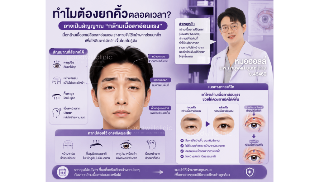 ทำไมยกคิ้วตลอดเวลา กล้ามเนื้อตา